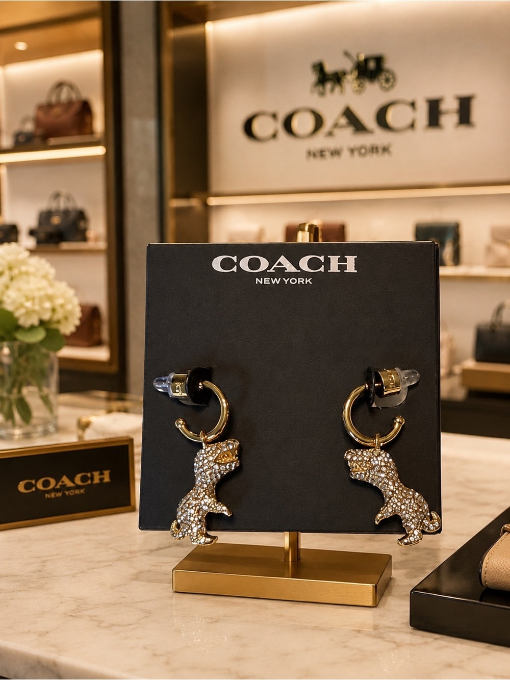 COACH Pavé Rexy Huggie Earrings - Picture 1 of 3